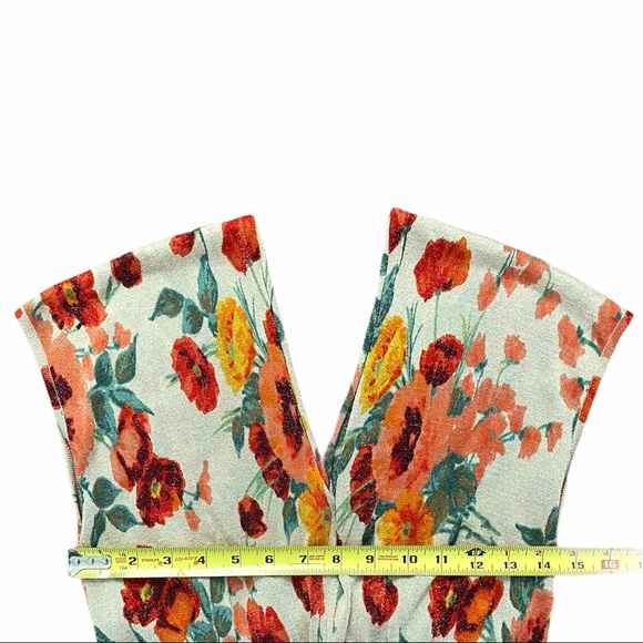 Escada Shimmer Poppy Floral Tiered Ruffle Dress V Neck Stretch - Picture 6 of 12